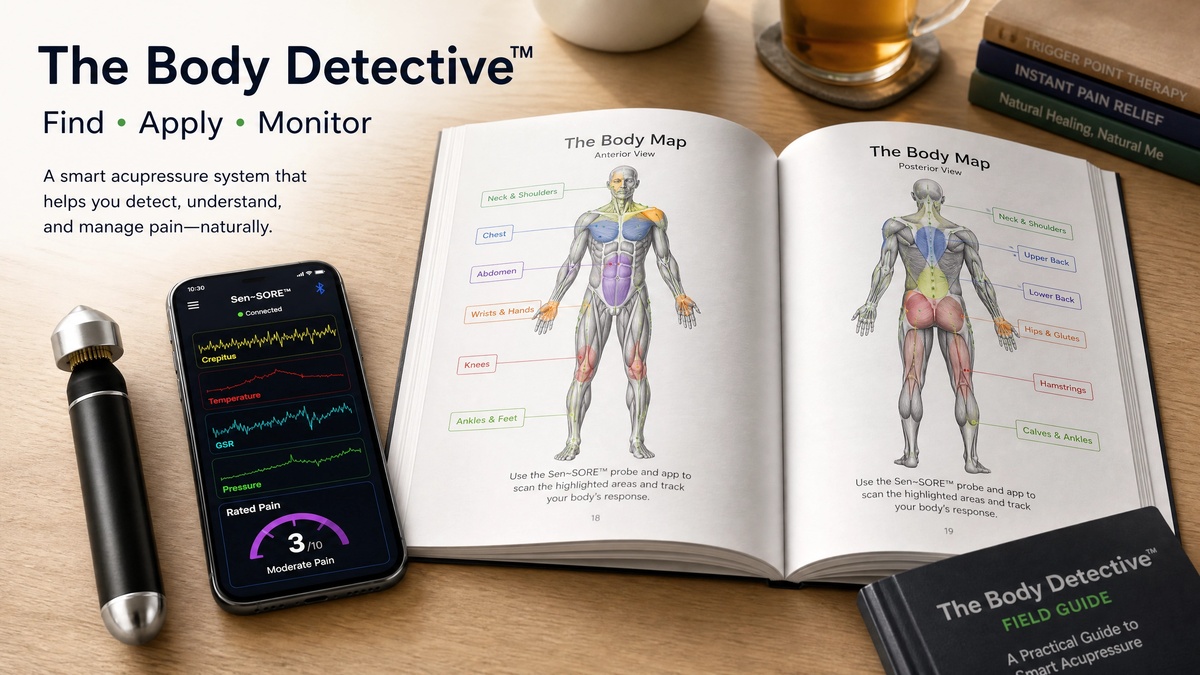 The Body Detective — Find, Apply, Monitor. A smart acupressure system.