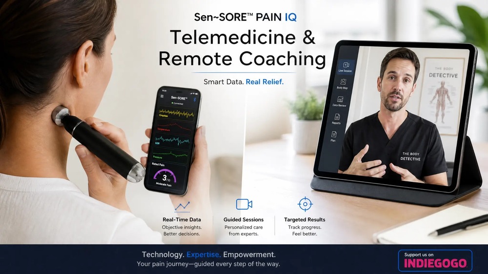 Sen-SORE PAIN IQ Telemedicine & Remote Coaching — Smart Data. Real Relief.